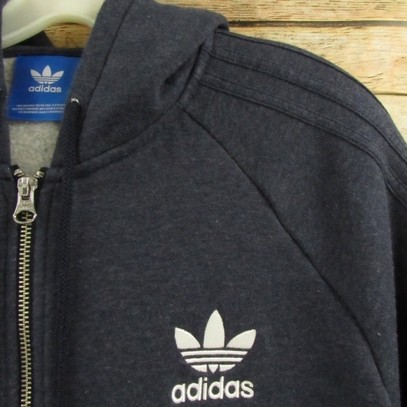 Adidas Heather Blue Front Zip Hoodie Men's L - Picture 5 of 16